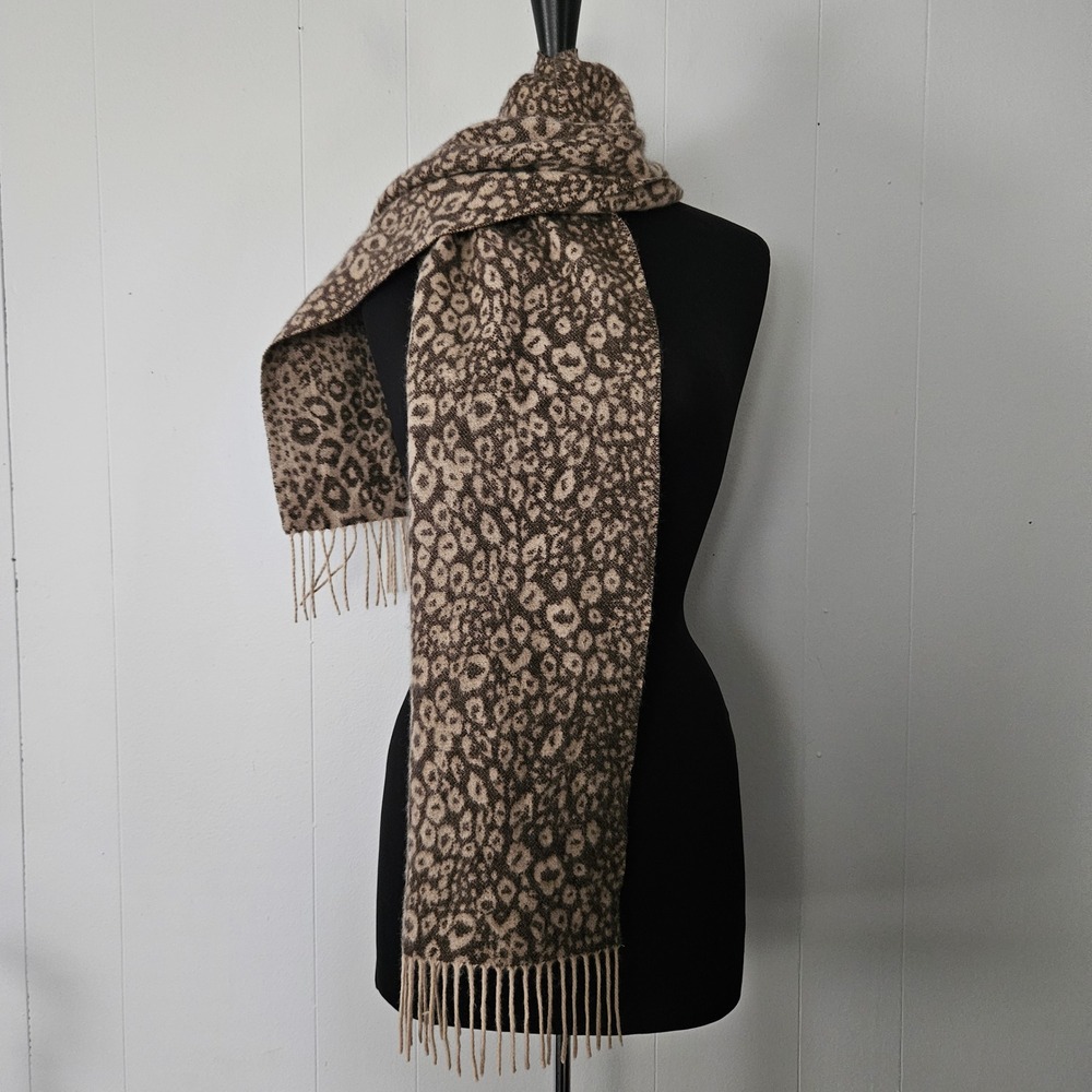 Cashmere Scarf Fringed Animal Print Rectangle One Size